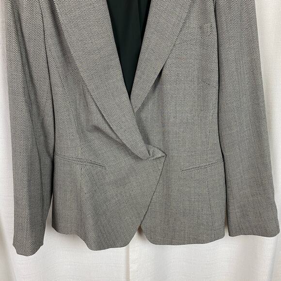 Lafayette 148 New York Black&White Chevron Virgin Wool One Button Blazer Sz.16 - Picture 5 of 13